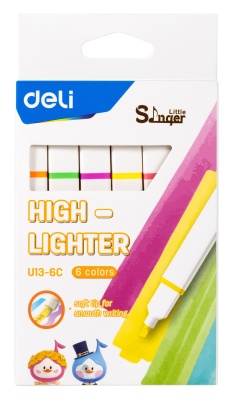 Набор текстовыделителей Deli EU13-6C Little Sinnger скошенный пиш. наконечник 1-4мм 6цв. коробка с европодвесом (6шт.)