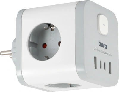 Сетевой разветвитель Buro BU-PW3UC-W (3 розетки) белый (коробка)