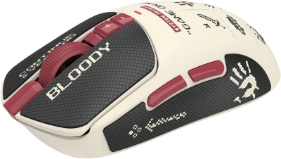 Мышь A4Tech Bloody R72 Ultra Duo белый/красный оптическая 20000dpi беспров. USB/USB-C 7but (R72 ULTRA DUO PIXELS RED)