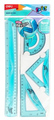 Набор для чертежей Deli EH23 корпус ассорти пластик в компл.:линейка 30см/прямоугольник/треугольник/транспортир