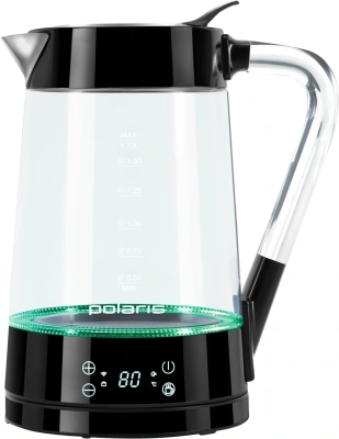 Чайник электрический Polaris PWK 1715CGLD 1.7л. 2200Вт черный корпус: стекло/пластик