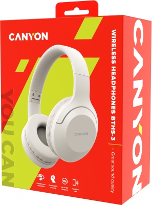 Гарнитура накладные Canyon BTHS-3 бежевый беспроводные bluetooth оголовье (CNS-CBTHS3BE)