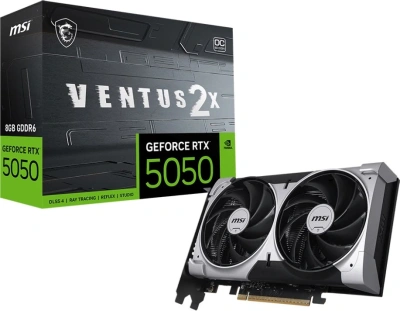 Видеокарта MSI PCI-E 5.0 RTX 5050 8G VENTUS 2X OC NVIDIA GeForce RTX 5050 8Gb 128bit GDDR6 2602/20000 HDMIx1 DPx3 HDCP Ret