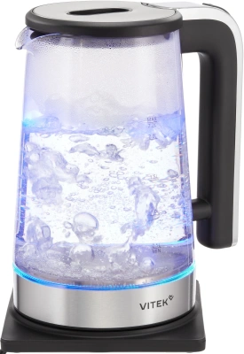 Чайник электрический Vitek VT-WK1073 2.2л. 1800Вт черный/серебристый корпус: стекло