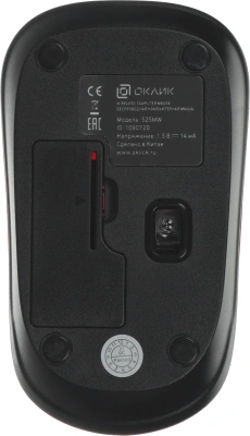 Мышь Оклик 525MW черный/красный оптическая 1000dpi беспров. USB для ноутбука 3but (1090720)