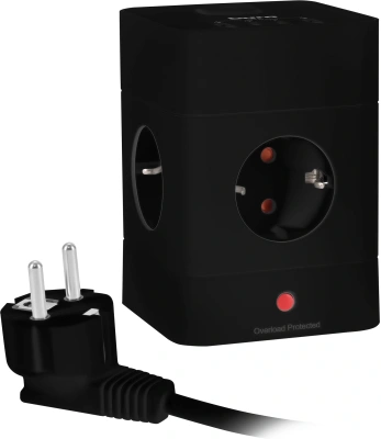 Сетевой удлинитель Buro BU-PTE4.1UC-Plus-B 1.5м (4 розетки) черный (коробка)