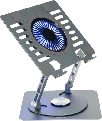 Подставка для ноутбука Digma D-NCP170-1xRGB110-360 17" 240x230x50мм 28дБ 2xUSB 1x 110ммFAN 940г Fan-control алюминий серый