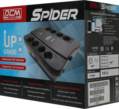 Источник бесперебойного питания Powercom Spider SPD-900U LCD 540Вт 900ВА черный