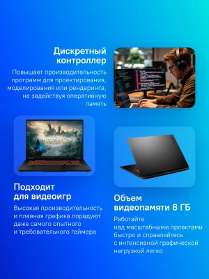 Ноутбук Asus TUF Gaming A18 FA808UM-S8050 Ryzen 7 260 16Gb SSD512Gb NVIDIA GeForce RTX 5060 8Gb 18" IPS FHD+ (1920x1200) без ОС grey WiFi BT Cam (90NR0NN1-M00310)