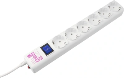 Сетевой фильтр Powercube SPG6-16-1,9M 1.9м (6 розеток) белый (коробка)