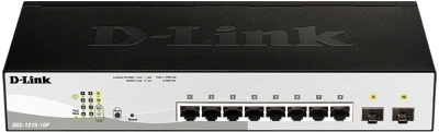Коммутатор D-Link DGS-1210-10P DGS-1210-10P/FL2A (L2+) 8x1Гбит/с 2xКомбо(1000BASE-T/SFP) 8PoE 8PoE+ 65W управляемый
