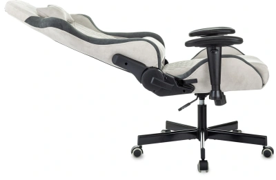 Кресло игровое Knight Regal Fabric светло-серый/серый искусственная замша крестов. металл