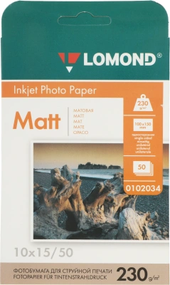 Фотобумага Lomond 0102034 10x15/230г/м2/50л./белый матовое для струйной печати