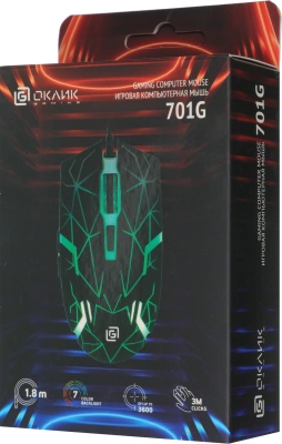 Мышь Оклик 701G черный оптическая 3600dpi USB для ноутбука 6but (1884623)