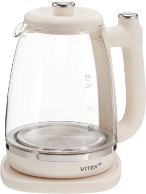 Чайник электрический Vitek VT-WK1072 1.7л. 1800Вт слоновая кость корпус: стекло