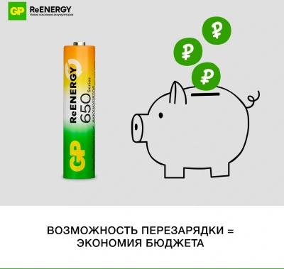Аккумулятор GP 65AAAHCRGY-2CRCB2 AAA NiMH 650mAh (2шт)