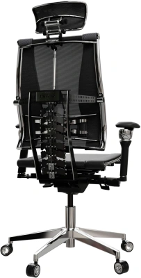 Кресло руководителя эргономичное Метта Yoga Spine Triumph B2 (Черный CC.50.15.13A) Infinity Easy Clean экокожа/сетка с подголов. крестов. алюминий хром