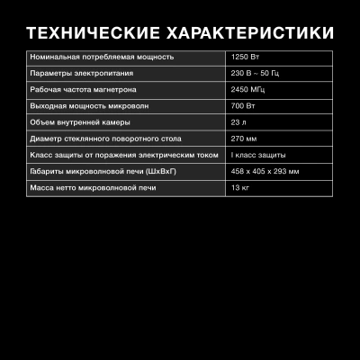 Микроволновая Печь Hyundai HYM-D3010 23л. 800Вт черный