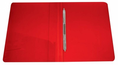 Папка метал.пруж.скоросш. Бюрократ -PZ07PRED A4 пластик 0.7мм внут.и торц.карм красный