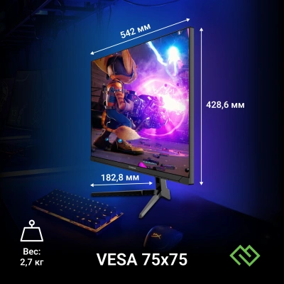 Монитор Digma 23.8" Overdrive 24P410F черный IPS LED 1ms 16:9 HDMI матовая 300cd 178гр/178гр 1920x1080 200Hz G-Sync FreeSync DP FHD USB 2.8кг