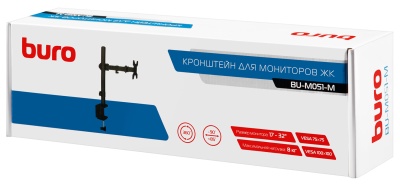 Кронштейн для мониторов ЖК Buro BU-M051-M черный 17"-32" макс.8кг крепление к столешнице поворот и наклон