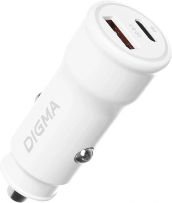 Автомобильное зар./устр. Digma DGC2С 20W 3A (PD+QC) USB-C/USB-A белый (DGC2C0HX12WH)