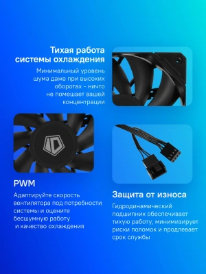 Вентилятор для корпуса ID-Cooling TF-12025-Pro 120х120x25 черный 4-pin 35.2дБ (TF-12025-PRO BLACK) Ret