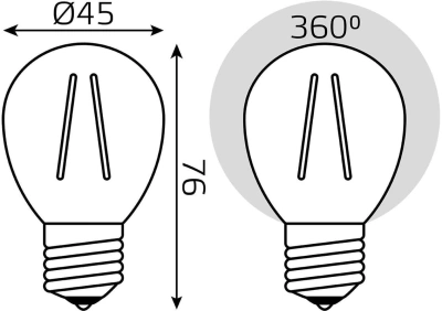 Лампа филам. Gauss Filament 8Вт цок.:E27 шар 220B св.свеч.бел.теп. (упак.:1шт) (52218)