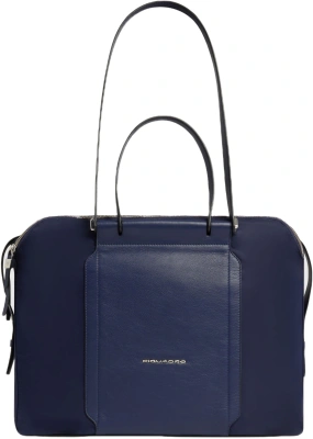 Деловая сумка женская Piquadro Lyra BD4574W92T/BLU с отделением для ноутбука 14" темно-синяя нейлон/натур.кожа