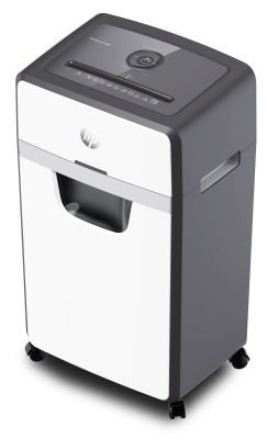 Шредер HP OneShred 16MC черный/белый (секр.P-5) фрагменты 16лист. 30лтр. скрепки скобы пл.карты