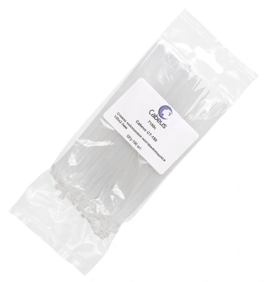 Стяжка пластиковая Cabeus CT-150 150x2.5мм (упак:100шт) нейлон внешний (-40/+85) белый