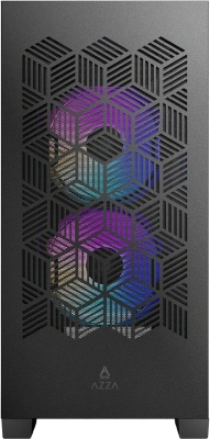 Корпус Azza AEROHEX-M черный без БП mATX 8x120mm 2x140mm 1xUSB2.0 2xUSB3.0 audio bott PSU