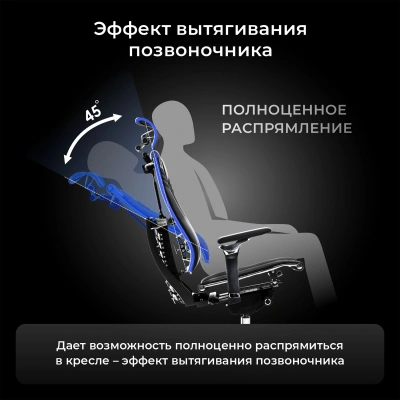 Кресло руководителя эргономичное Метта Yoga Spine Black Edition черный сиденье черный сетка с подголов. крестов.5-луч. металл хром