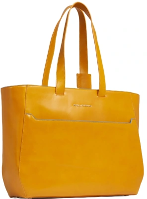 Деловая сумка женская Piquadro Blue Square BD6680B2/G с отделением для ноутбука 15.6" желтая натур.кожа