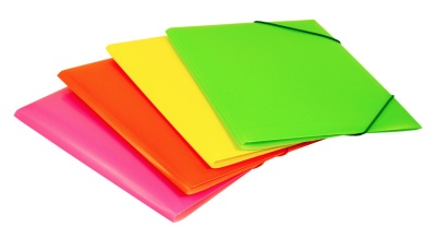 Папка на резинке Бюрократ Неон DNE510YEL A4 пластик 0.5мм кор.30мм желтый