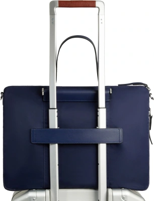 Деловая сумка женская Piquadro Lyra CA4021W92T/BLU с отделением для ноутбука 15.6" темно-синяя нейлон/натур.кожа