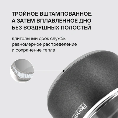 Ковш Rondell Stern RDS-008 1.9л. d=16см (с крышкой) темно-серый
