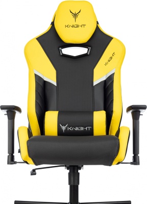 Кресло игровое Knight Thunder 5X черный/желтый экокожа крестов. металл
