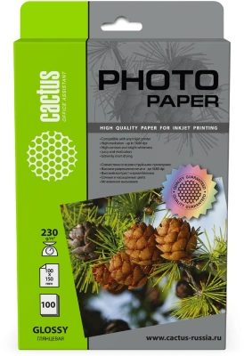 Фотобумага Cactus CS-GA6230100 A6/230г/м2/100л./белый глянцевое для струйной печати