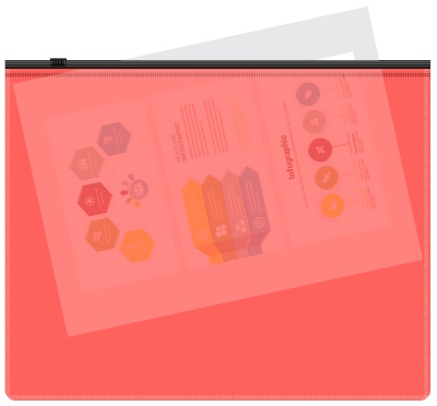 Папка на молнии Бюрократ -BPM5APINKBL A5 полипропилен 0.15мм коралловый цвет молнии черный