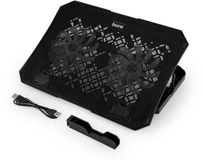Подставка для ноутбука Buro BU-LCP150-B213 15"335x265x22мм 74.35дБ 1xUSB 2x 140ммFAN 480г металлическая сетка/пластик черный