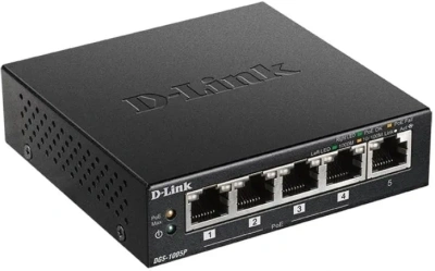 Коммутатор D-Link DGS-1005P DGS-1005P/B3A (L2) 5x1Гбит/с 4PoE 60W неуправляемый
