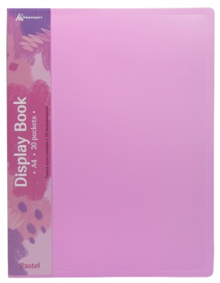 Папка с 20 прозр.вклад. Бюрократ Пастель PAST20PINK A4 пластик 0.5мм торц.карм с бум. встав розовый