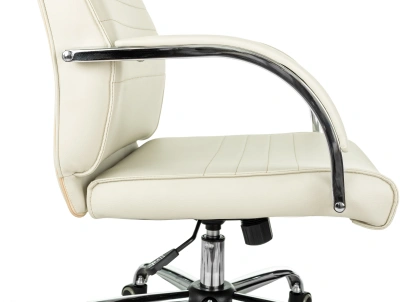 Кресло руководителя Бюрократ T-8010SL слоновая кость экокожа крестов. металл хром