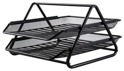 Лоток горизонтальный Deli E9183 для бумаг 350х274х185мм черный металл сетка