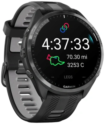 Смарт-часы Garmin Forerunner 965 47мм 1.4" AMOLED корп.черный рем.черный/серый разм.брасл.:135-205мм (010-02809-10)