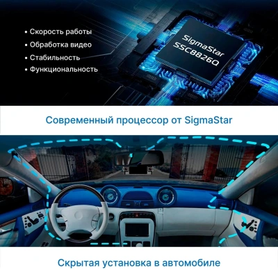 Видеорегистратор TrendVision Proof 360 черный 2Mpix 1440x2560 1440p 150гр. GPS SigmaStar SSC8826Q