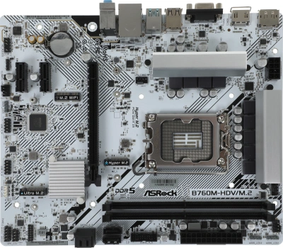 Материнская плата Asrock B760M-HDV/M.2 Soc-1700 Intel B760 2xDDR5 mATX AC`97 8ch(7.1) 2.5Gg RAID+VGA+HDMI+DP
