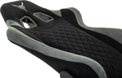 Кресло игровое Knight Regal Fabric черный/серый искусственная замша с подголов. крестов. металл