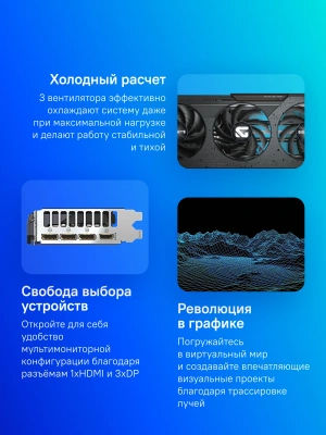 Видеокарта Gigabyte PCI-E 5.0 GV-N5060GAMING OC-8GD 1.0 NVIDIA GeForce RTX 5060 8Gb 128bit GDDR7 2497/28000 HDMIx1 DPx3 HDCP Ret